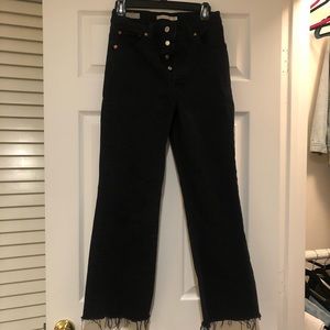 Black cropped ribcage jeans